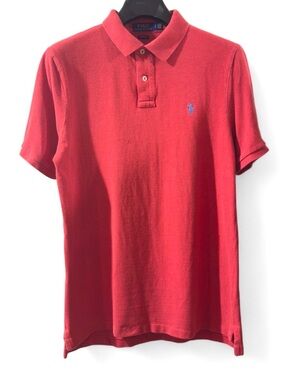 Men’s Polo Ralph Lauren Red Short-Sleeve Pique Polo Shirt Size Large